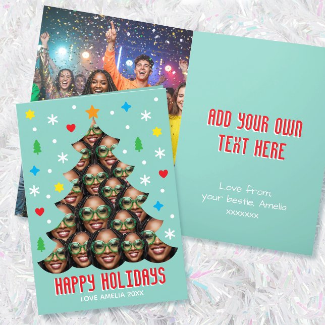 Cute Custom Photo Christmas Tree Green Folded Holiday Card (Creator Uploaded)