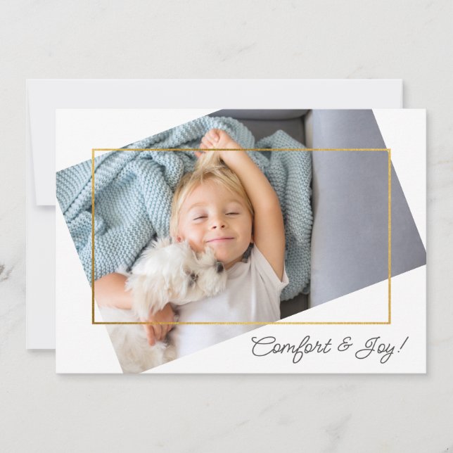 Cute Custom Photo Comfort and Joy Christmas Holiday Card (Front)
