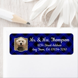 Cute Custom Photo Frame Pet Blue & Black Plaid