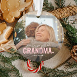 Cute Custom Photo Keepsake GRANDMA Gift Ornament<br><div class="desc">Modern Custom Photo Christmas Ornament with the text 'There's no one quite like GRANDMA' featuring a combination of script and sans typography and a cute little heart. Personalise with the name of whom it's from. This ornament would work for (grandpa, mother, father, sister etc). A precious keepsake gift for family...</div>