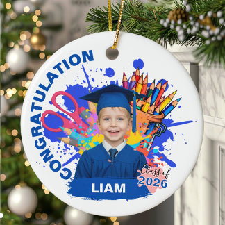 Cute Custom Photo Kindergarten Graduation Ceramic Tree Decoration