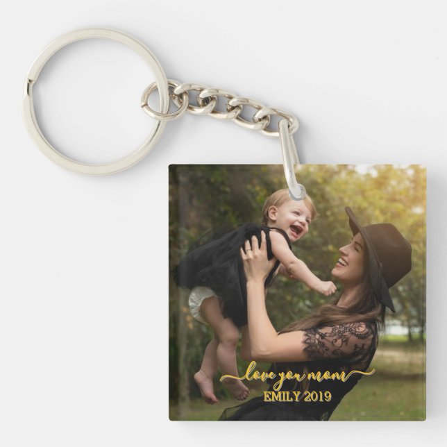 Cute custom photo love you mum key ring (Front)
