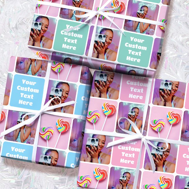 Cute Custom Photo Modern Retro 3 Set Wrapping Paper Sheet (Creator Uploaded)