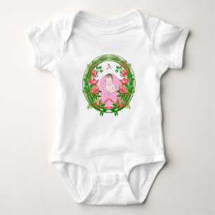 Cute Custom Photo Monogram Green Botanical Floral  Baby Bodysuit