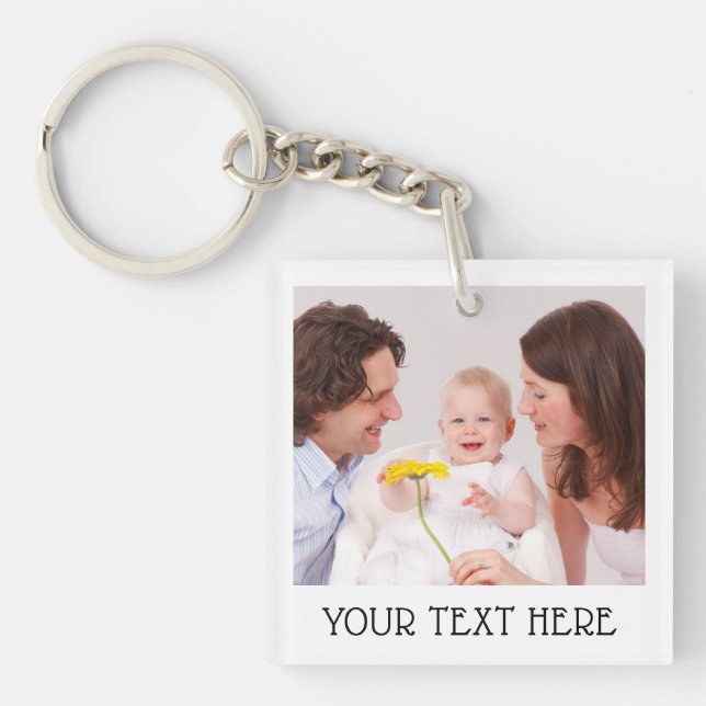 Cute Custom Photo & Name Text Acrylic Key Ring (Front)