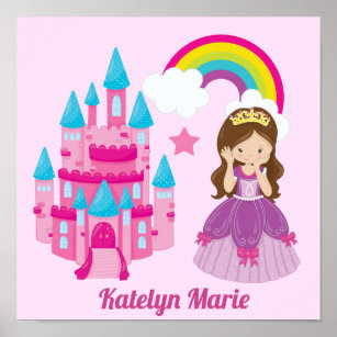 Cute Custom Pink Princess Castle Fairy Tale Poster