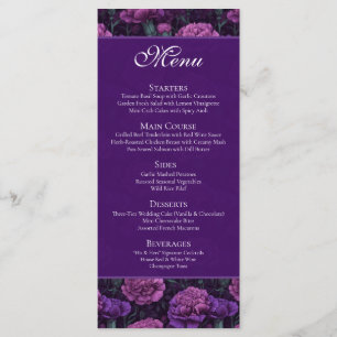 Cute Custom Purple Carnation Charm Fall Wedding Menu