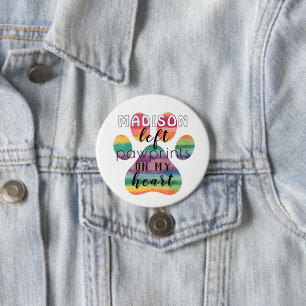 Cute Custom Rainbow Bridge Paw Prints On My Heart 7.5 Cm Round Badge