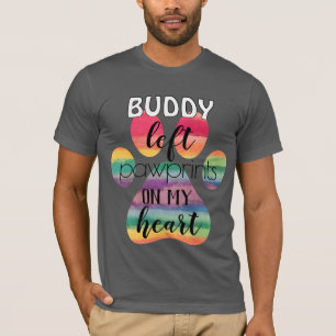 Cute Custom Rainbow Bridge Paw Prints On My Heart T-Shirt