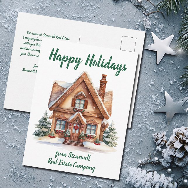 Cute Custom Real Estate Company House Holiday Postcard (Creator Uploaded)