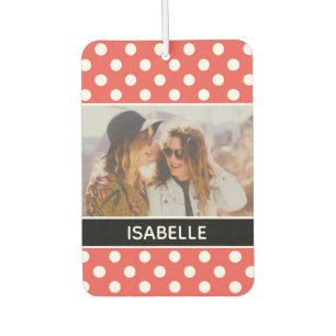Cute Custom Red Polka Dot Photo Personalised Car Air Freshener