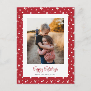 Cute Custom Red Stars Photo Holiday Postcards