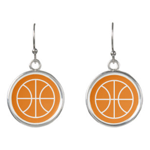 Cute custom round basketball orange drop earrings