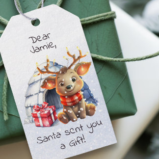 Cute Custom Santa Reindeer Snowflake Kid Christmas Gift Tags