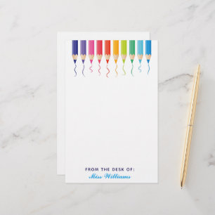 Cute Custom School Teacher Rainbow Artistic Stationery