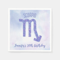 Cute Custom Scorpio Sign Purple Birthday Party