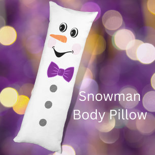Cute Custom Snowman with Purple Bowtie Body Cushion