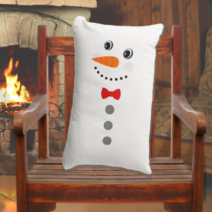 Cute Custom Snowman with Red Bowtie  Lumbar Cushion
