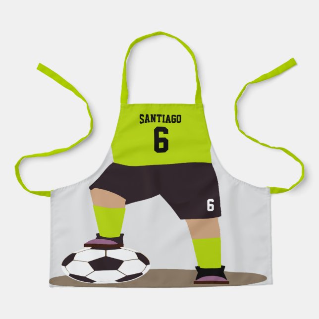 Cute Custom Soccer Player Your Name Number Colour Apron (Front)