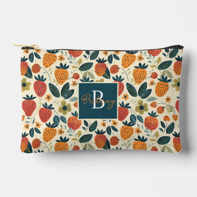 Cute Custom Strawberry  Pattern Accessory Pouch (Front)