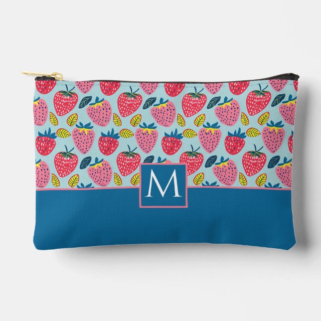 Cute Custom Strawberry  Pattern Accessory Pouch (Front)