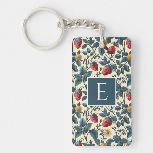 Cute Custom Strawberry  Pattern Key Ring (Front)