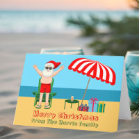 Cute Custom Sunny Beach Santa Claus Christmas