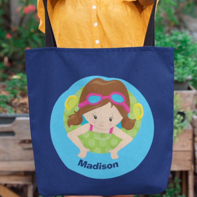 Cute Custom Swim Team Girl Tote Bag (Creator Uploaded)
