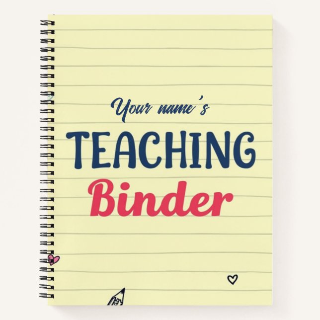 Cute Custom Teacher Binder Cover Notebook (Front)