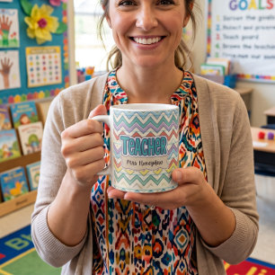 Cute Custom Teacher Retro School Pattern Coffee Mug