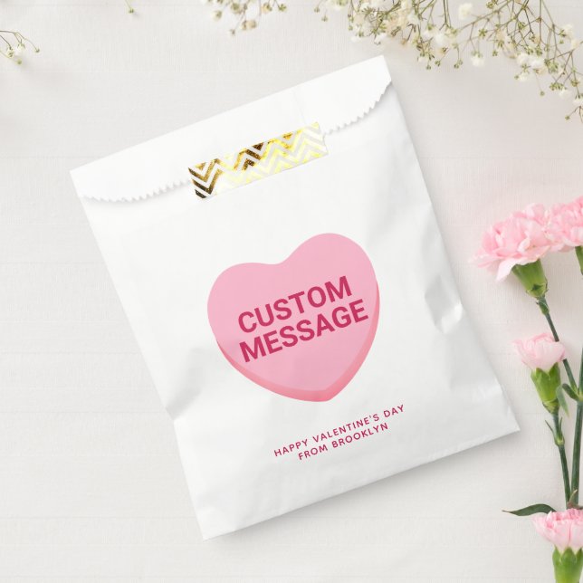 Cute custom text message pink conversation heart  favour bags (Sealed)