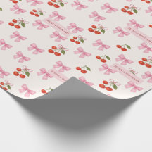 Cute Custom Watercolor Cherry Bow Coquette Pattern