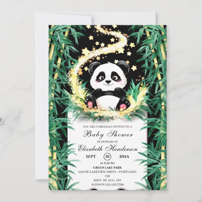 Cute Custom Woodland Panda Baby Shower Invitation (Front)