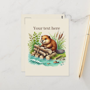 Cute customisable animal lovers beaver postcard