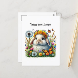 Cute customisable animal lovers bunny postcard
