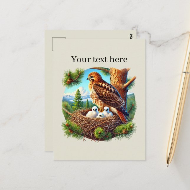 Cute customisable animal lovers eagle postcard (Front/Back In Situ)
