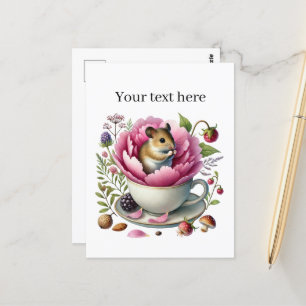 Cute customisable animal lovers teacup mouse  postcard