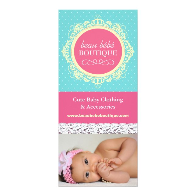 Cute Customisable Baby Boutique Rack Card (Front)
