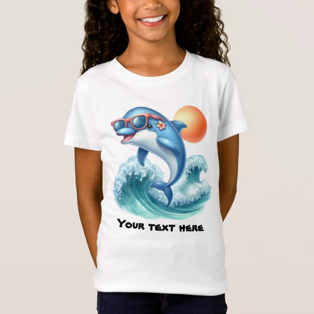 Cute customisable beach dolphin T-Shirt (Front)