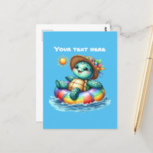 Cute customisable beach sea turtle postcard