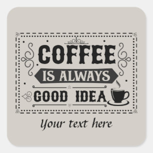Cute customisable coffee word art square sticker