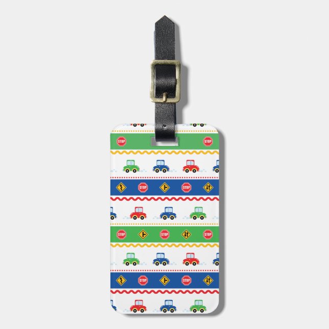 Cute Customisable Colourful Cartoon Cars Luggage Tag (Front Vertical)