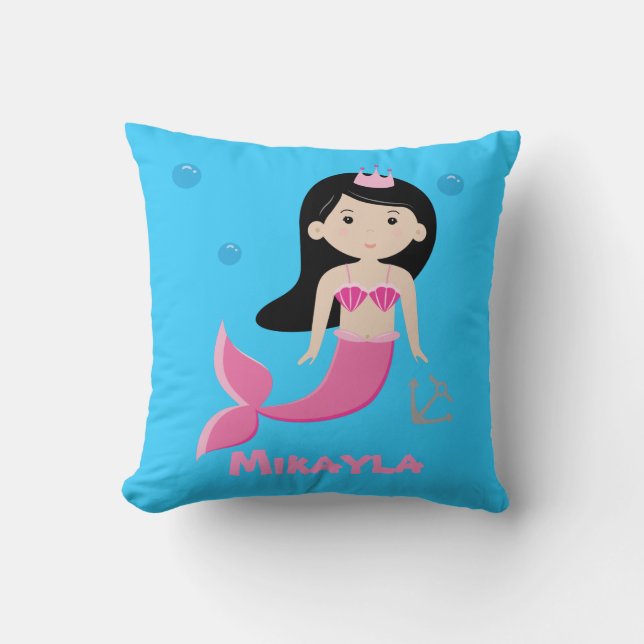 Cute Customisable Mermaid Pillow - Under The Sea (Front)