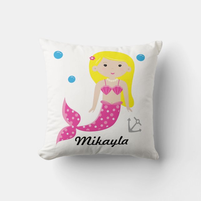 Cute Customisable Mermaid Pillow - Under The Sea (Front)