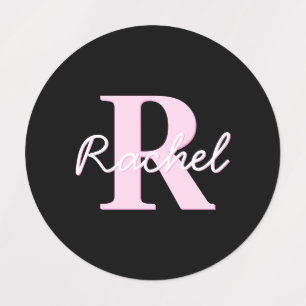 Cute Customisable Monogram Light Pink & Black