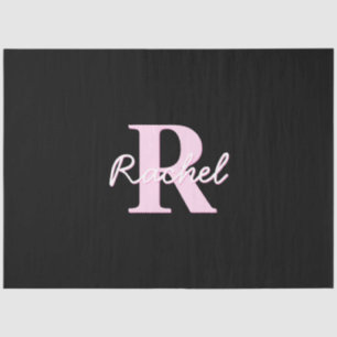 Cute Customisable Monogram Light Pink & Black Tissue Paper