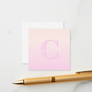 Cute Customisable Monogram Peach & Pink Ombre Enclosure Card