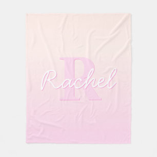 Cute Customisable Monogram   Peach & Pink Ombre Fleece Blanket