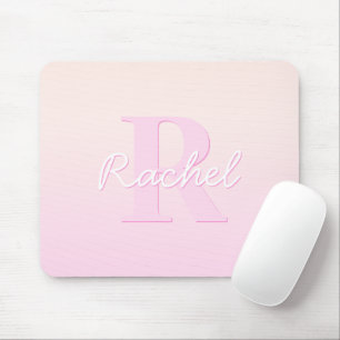 Cute Customisable Monogram   Peach & Pink Ombre Mouse Pad