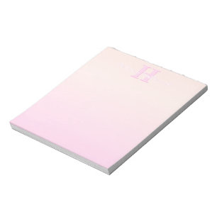 Cute Customisable Monogram   Peach & Pink Ombre Notepad
